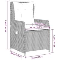 Tuinstoelen 2 st verstelbaar poly rattan lichtgrijs - thumbnail