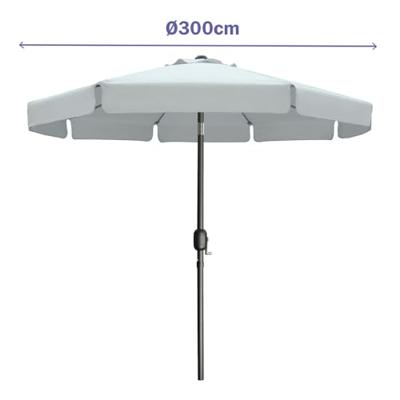 Marbueno Parasol Staal 8 Spaken D300 cm Polyester Wit Tuin, Zwembad, Terras 10491