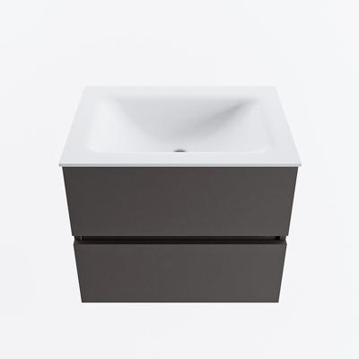 MONDIAZ VICA 60cm badmeubel onderkast Dark Grey 2 lades. Wastafel CLOUD midden zonder kraangat, kleur Talc.
