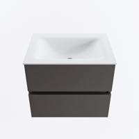 MONDIAZ VICA 60cm badmeubel onderkast Dark Grey 2 lades. Wastafel CLOUD midden zonder kraangat, kleur Talc. - thumbnail