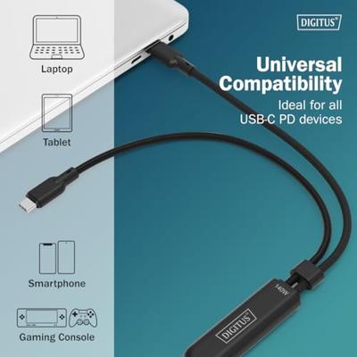 Digitus AK-300170-018-S USB-C-kabel USB 2.0 USB-C, USB-C stekker 180 cm Zwart