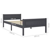 Bedframe massief grenenhout grijs 100x200 cm - thumbnail