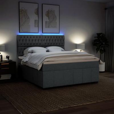 Boxspring met matras stof donkergrijs 180x200 cm