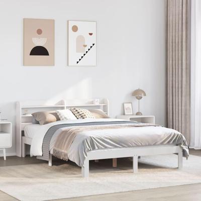 Bedframe met hoofdeinde zonder matras 140x190 cm wit