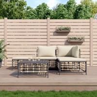 5-delige Loungeset met kussens poly rattan antracietkleurig - thumbnail