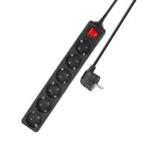 ACT Connectivity stekkerdoos met lichtgevende schakelaar, 6 sockets, 3 m, zwart stekkerdoos (zwart) - thumbnail