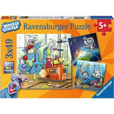 Woozle Goozle im Weltall, Labor und unter Wasser, Puzzle 3 X 49 Teile