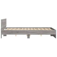 Bedframe met hoofdeinde en LED-licht grijs sonoma 160x200 cm - thumbnail