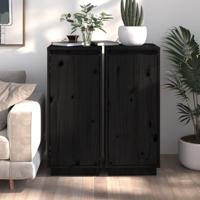 Dressoirs 2 st 31,5x34x75 cm massief grenenhout zwart - thumbnail