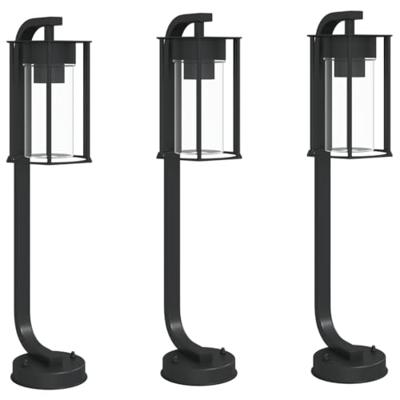 VidaXL Vloerlamp voor buiten 3 st 60 cm roestvrij staal zwart VidaXL Vloerlamp voor buiten 3 st 60 cm roestvrij staal zwart