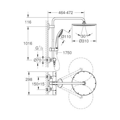 GROHE Euphoria XXL Regendoucheset Opbouw - hoofddouche 31cm - handdouche rond - brushed hard graphite 26075al0 - thumbnail
