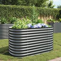 VidaXL Plantenbak verhoogd 160x80x81 cm gegalvaniseerd staal grijs - thumbnail