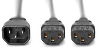 Manhattan Stroom Aansluitkabel [2x Apparaatstekker, female C13 10A - 1x Apparaatstekker, male C14] 1.8 m Zwart - thumbnail