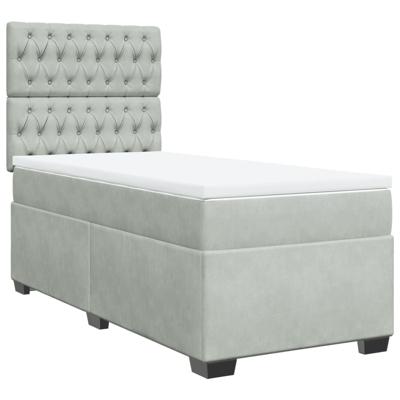Boxspring met matras fluweel lichtgrijs 140x190 cm - thumbnail