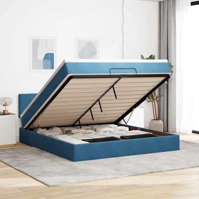 Ottoman bed met matras 180x200 cm fluweel donkerblauw