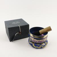 Blauwe Klankschaal met Onderzetter en Stick - Zesde Chakra Ajna - thumbnail