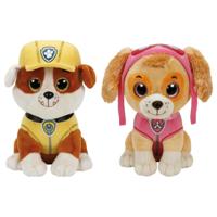 Paw Patrol Knuffels Set Van 2x Karakters Rubble En Skye 15 Cm - Kinder Speelgoed Hondjes - thumbnail