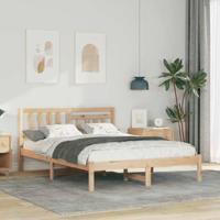 Bedframe met hoofdeinde Bruin 135 x 190 cm Massief grenenhout - thumbnail
