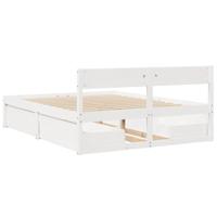 Bedframe zonder matras massief grenenhout wit 140x200 cm - thumbnail