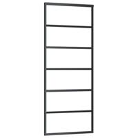 VidaXL Schuifdeur met beslagset 76x205 cm esg glas zwart - thumbnail