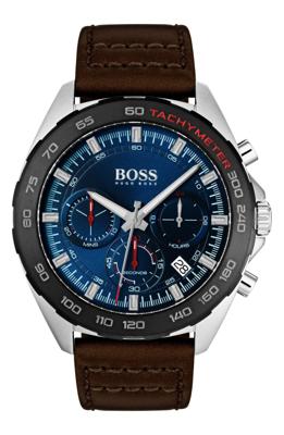 Hugo Boss 1513663 heren chronograaf intens bruin lederen bandhorloge 44 mm