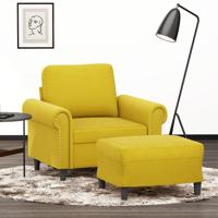 Fauteuil met voetenbank 60 cm fluweel geel - thumbnail