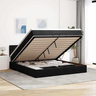 Ottoman bed met matras 200x200 cm fluweel zwart