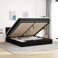 Ottoman bed met matras 200x200 cm fluweel zwart - thumbnail