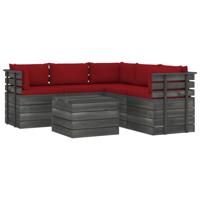 vidaXL 6-delige Loungeset met kussens pallet massief grenenhout - thumbnail