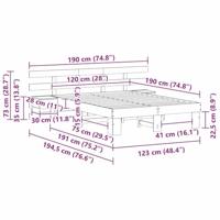 Bedframe met lade Bruin 120 x 190 cm Massief grenenhout - thumbnail
