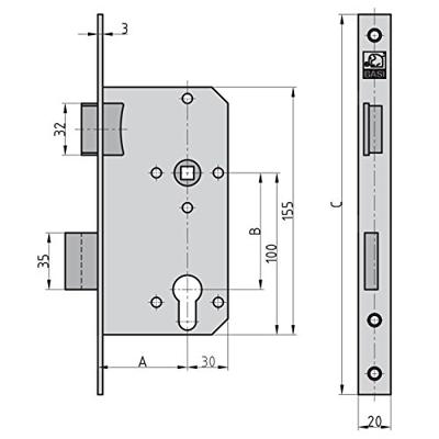Basi 9240-5521 Insteekkamerdeurslot Zilver Basi 9240-5521 Insteekkamerdeurslot Zilver