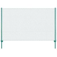 VidaXL Draadgaashek met palen 25x1,5 m staal groen - thumbnail
