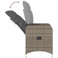 Tuinstoelen 2 st verstelbaar met kussens poly rattan grijs - thumbnail
