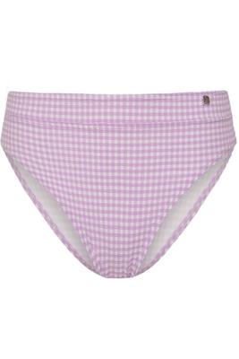 Beachlife geruit high waist bikinibroekje lila/wit