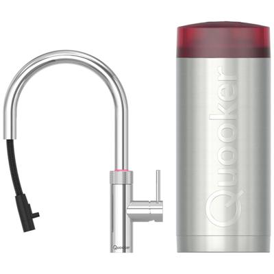 Quooker Flex Round Keukenkraan Set - Kokend Warm- en Koud Water - Uittrekbare Slang - Chroom - Inclusief COMBI Reservoir