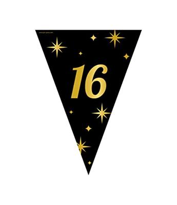 Classy Vlaggenlijn 16 Jaar Zwart/Goud (10m)