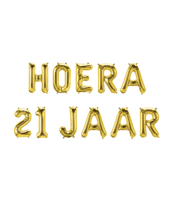 Set Folie Ballonnen - Hoera 21 Jaar Goud
