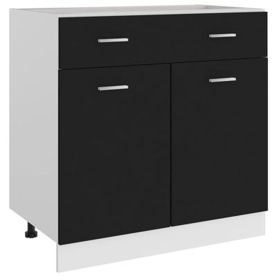 Onderkast met lade Lyon 80x46x81,5 cm bewerkt hout zwart
