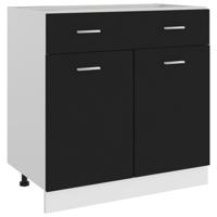 Onderkast met lade Lyon 80x46x81,5 cm bewerkt hout zwart - thumbnail