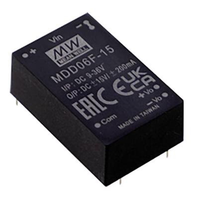 MEAN WELL MDD06G-15 DC/DC-converter, print 200 mA 6 W Aantal uitgangen: 2 x Inhoud 1 stuk(s)