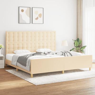 Bedframe zonder matras stof crèmekleurig 200x200 cm