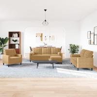 4-delige Loungeset met kussens en bolsters fluweel bruin - thumbnail
