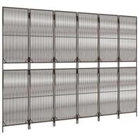 Kamerscherm 6 panelen poly rattan bruin - thumbnail
