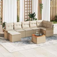 Tuinbankenset met kussen 8 pcs Beige poly rattan - thumbnail