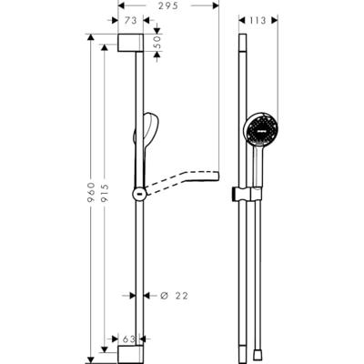 hansgrohe Activera S doucheset 95 - 2jet - EcoSmart - met glijstang 90cm - mat zwart 28046670 hansgrohe Activera S doucheset 95 - 2jet - EcoSmart - met glijstang 90cm - mat zwart 28046670