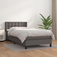 Boxspring met matras kunstleer grijs 90x190 cm - thumbnail