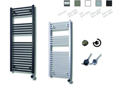 Elektrische Design Radiator Sanicare Plug En Play 111,8 x 45 cm Inox Look Thermostaat Zwart 596 Watt Sanicare