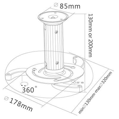 SpeaKa Professional Projector Beamer-plafondbeugel Kantelbaar, Draaibaar Afstand vloer-plafond (max.): 20 cm Zilver SpeaKa Professional Projector Beamer-plafondbeugel Kantelbaar, Draaibaar Afstand vloer-plafond (max.): 20 cm Zilver