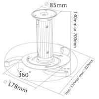 SpeaKa Professional Projector Beamer-plafondbeugel Kantelbaar, Draaibaar Afstand vloer-plafond (max.): 20 cm Zilver - thumbnail