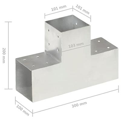 VidaXL Paalverbindingen 4 st t-vorm 101x101 mm gegalvaniseerd metaal